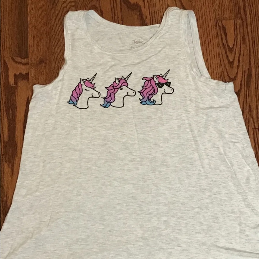 Womens Unicorn Tank Shirt 18 Plus Gray Crew Neck Graphic Tank Top Justice